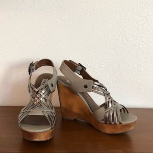 Gray, Silver, & Wood Steve Madden Wedges
